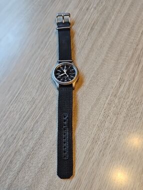 Seiko Black Dial Watch with Black Nylon Strap